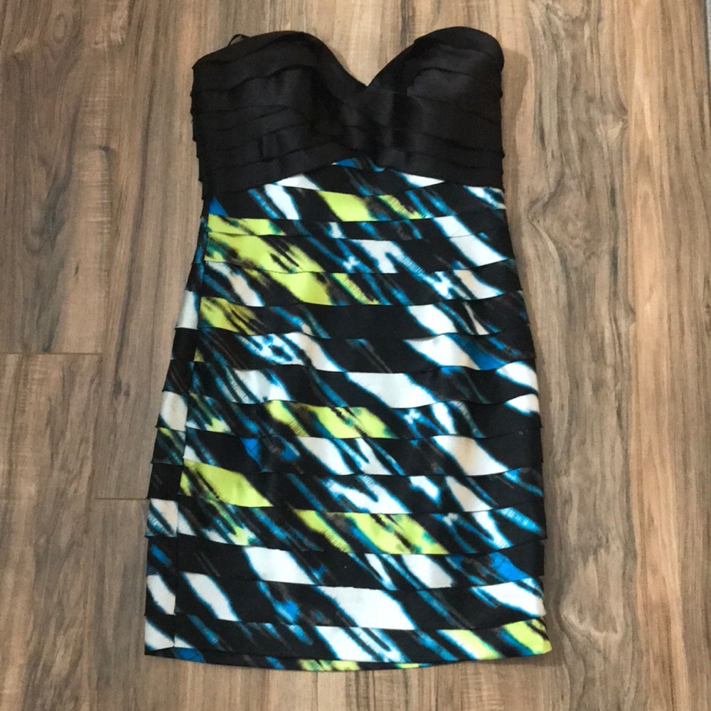 Silky strapless mini dress